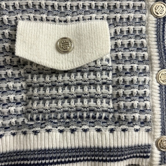 Nanette Navy and White Knit Cardigan - Picture 8 of 10